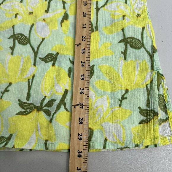 J Crew Tunic top Floral  Size L Yellow Green Cotton - Picture 7 of 9